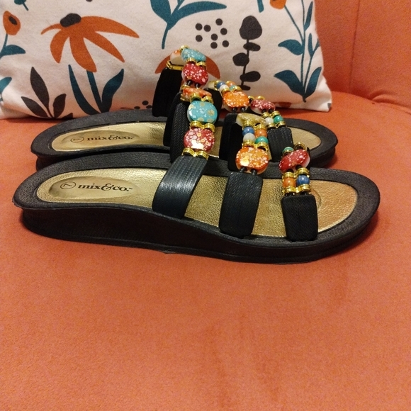 Mix & Co. Beaded slide on sandals - Picture 2 of 6